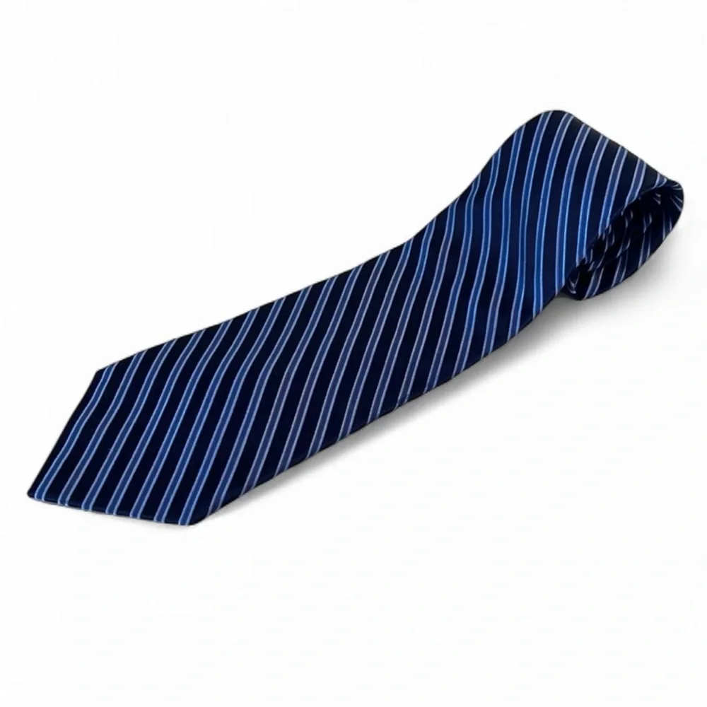 Jones New York Striped Silk Tie Blue
